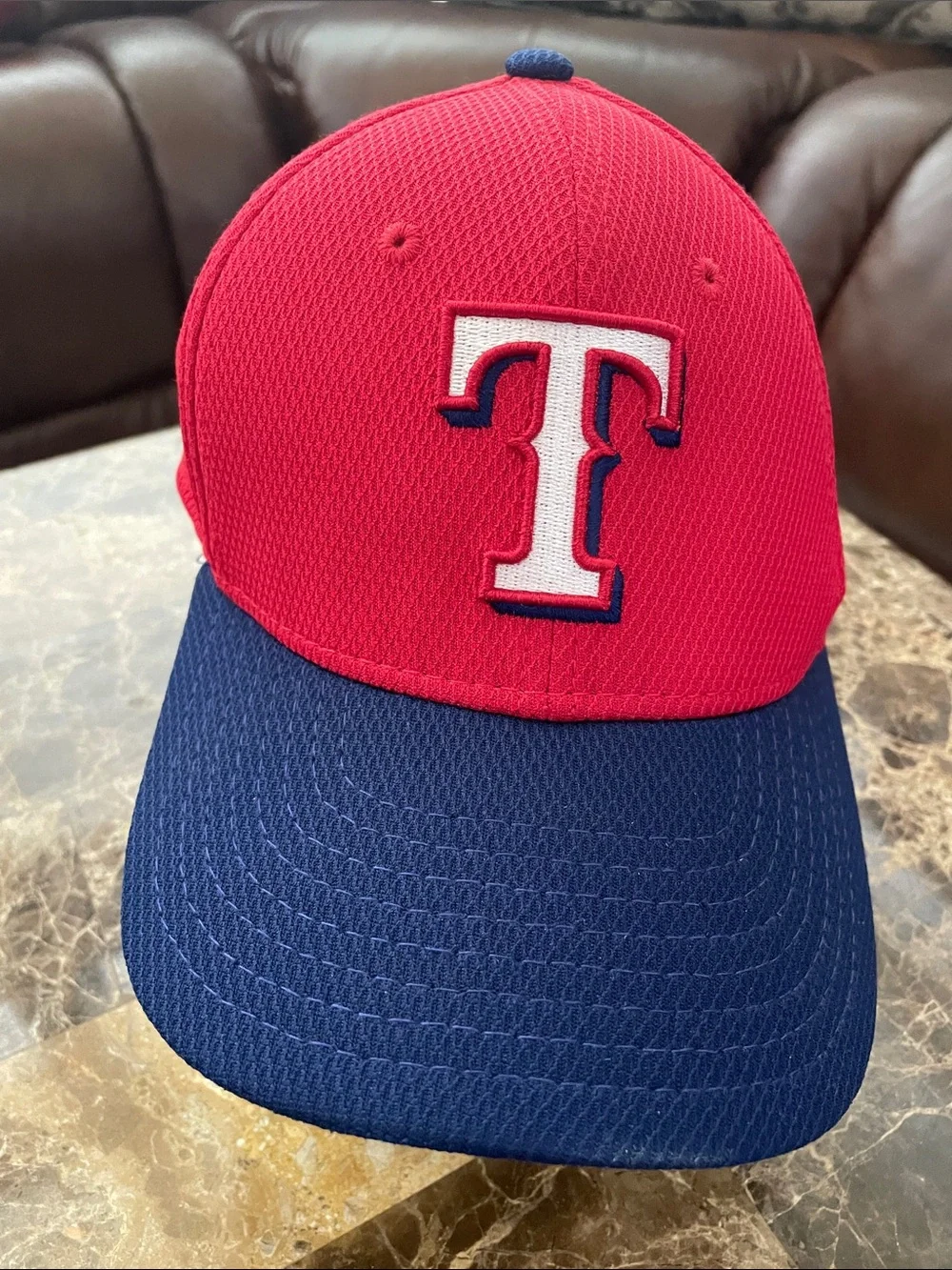 New Era Kids Red and Navy Baseball Cap with 'T' Embroidered Logo